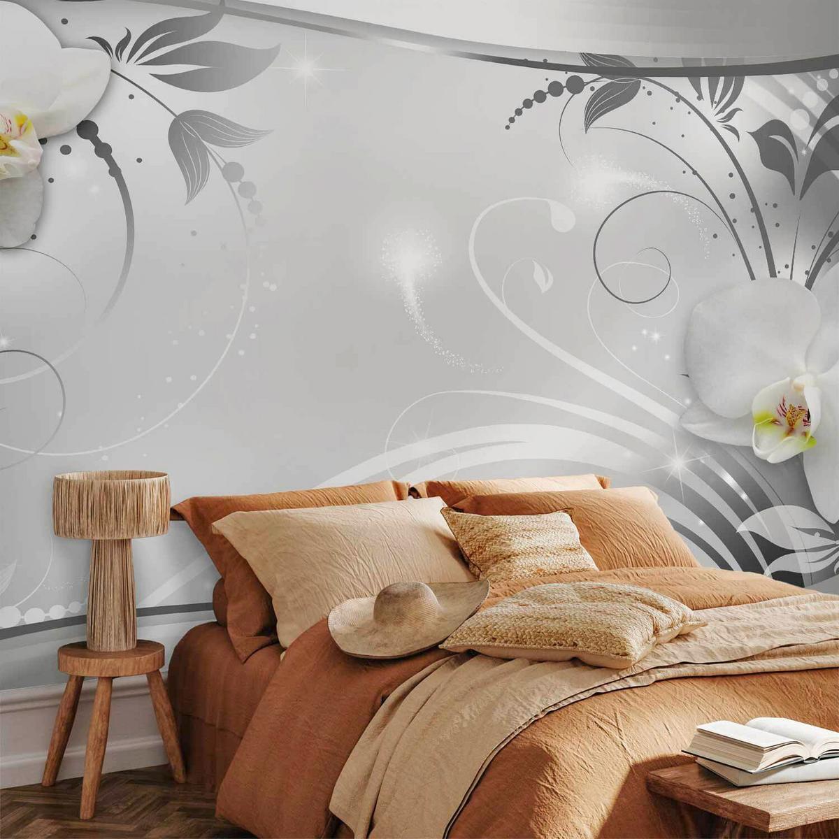 Fototapeta Silver Abstract, 400x280cm - siva/bela, Trendi, tekstil (400/280cm) - artgeist