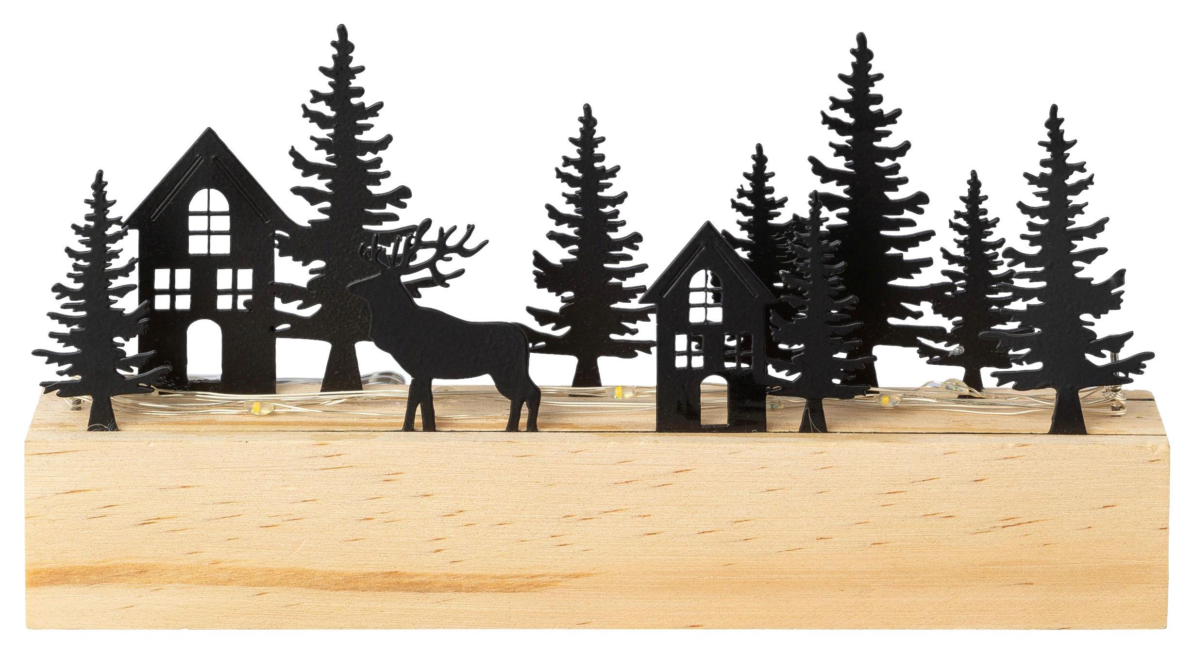 Dekor Ház Noelia I - natúr színű/fekete, Lifestyle, fa/fém (18/10/3,5cm) - Modern Living