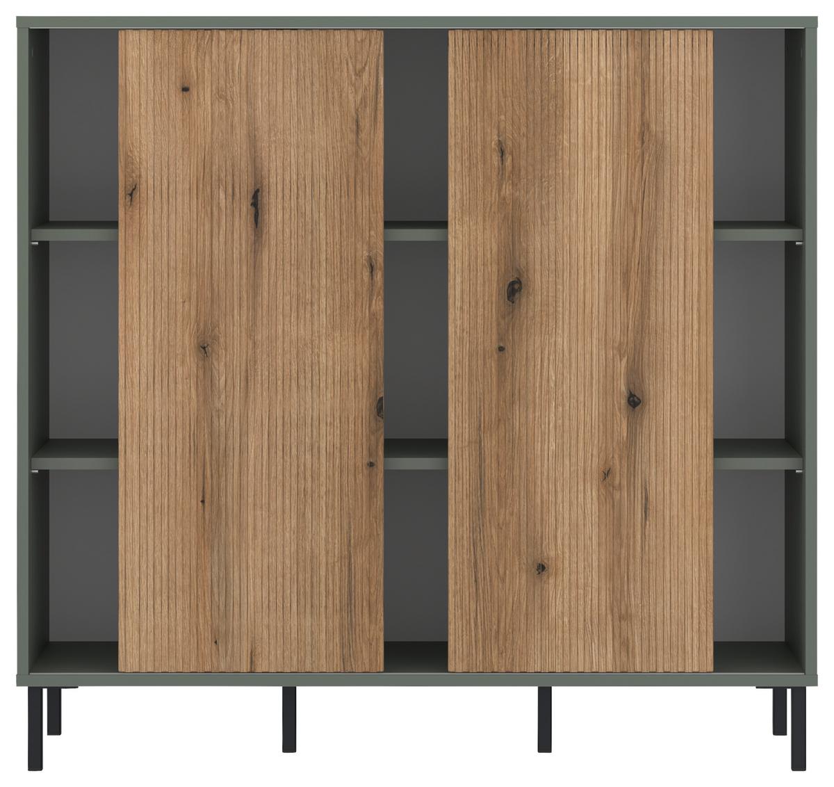 Comodă POZZI - culoare lemn stejar/verde gri, Trend, material pe bază de lemn (111,6/105,2/40cm) - Modern Living