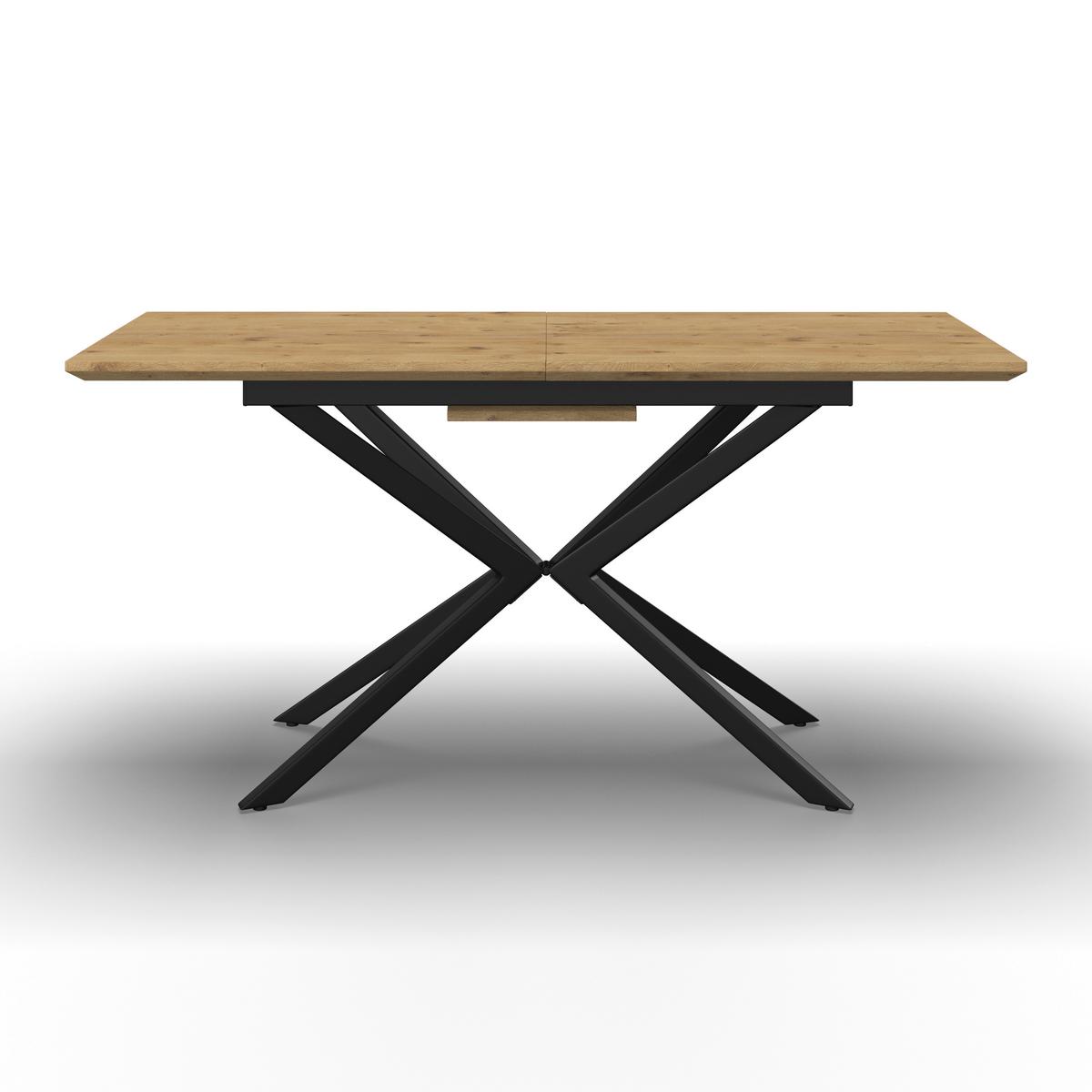 Esstisch ausziehbar Aki Eichefarben MDF - Eichefarben/Schwarz, MODERN, Holzwerkstoff/Metall (140-180/76/80cm) - Bessagi Home