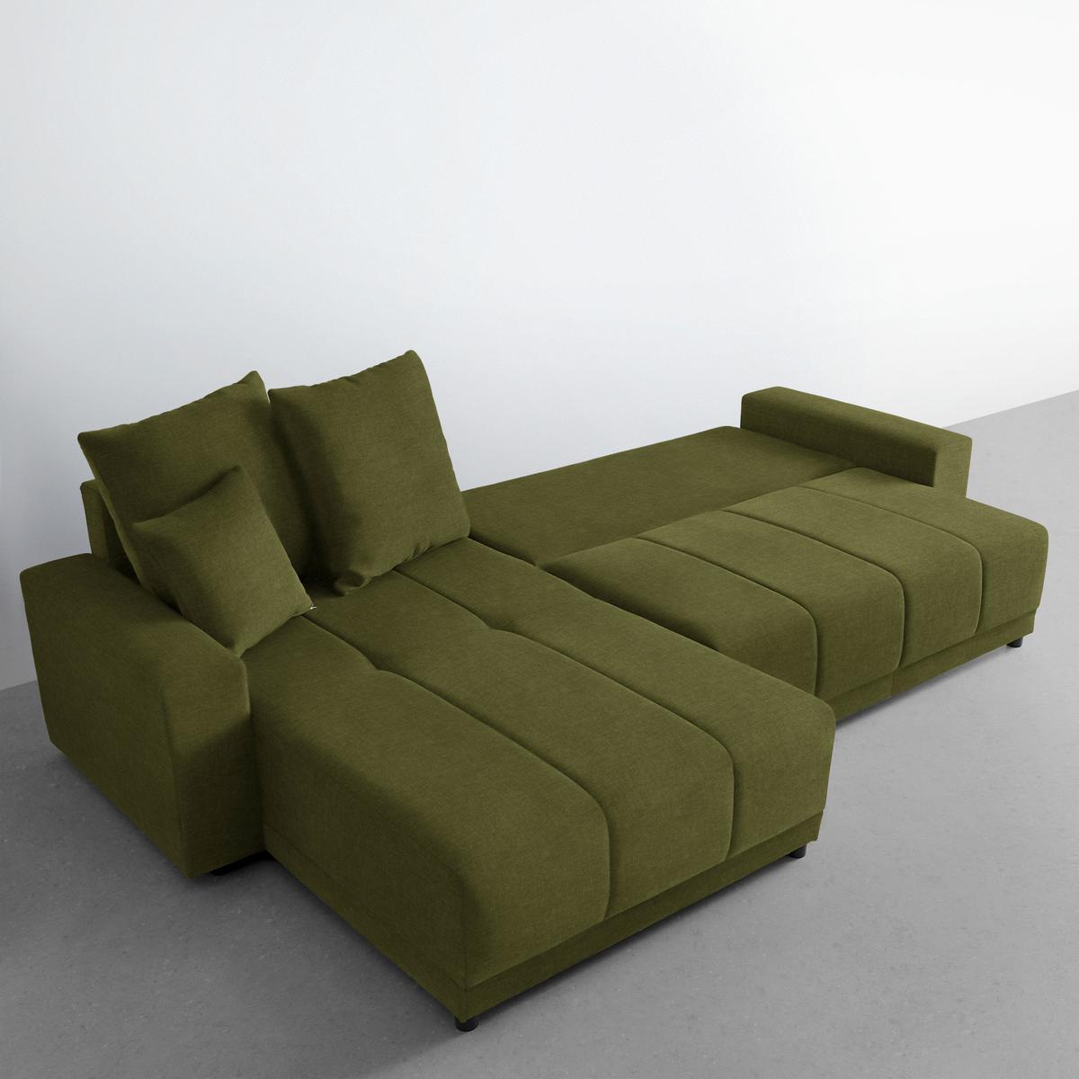 Ecksofa Alatri Olivgrün - Schwarz/Olivgrün, Modern, Kunststoff/Textil (289/90/176cm) - Based