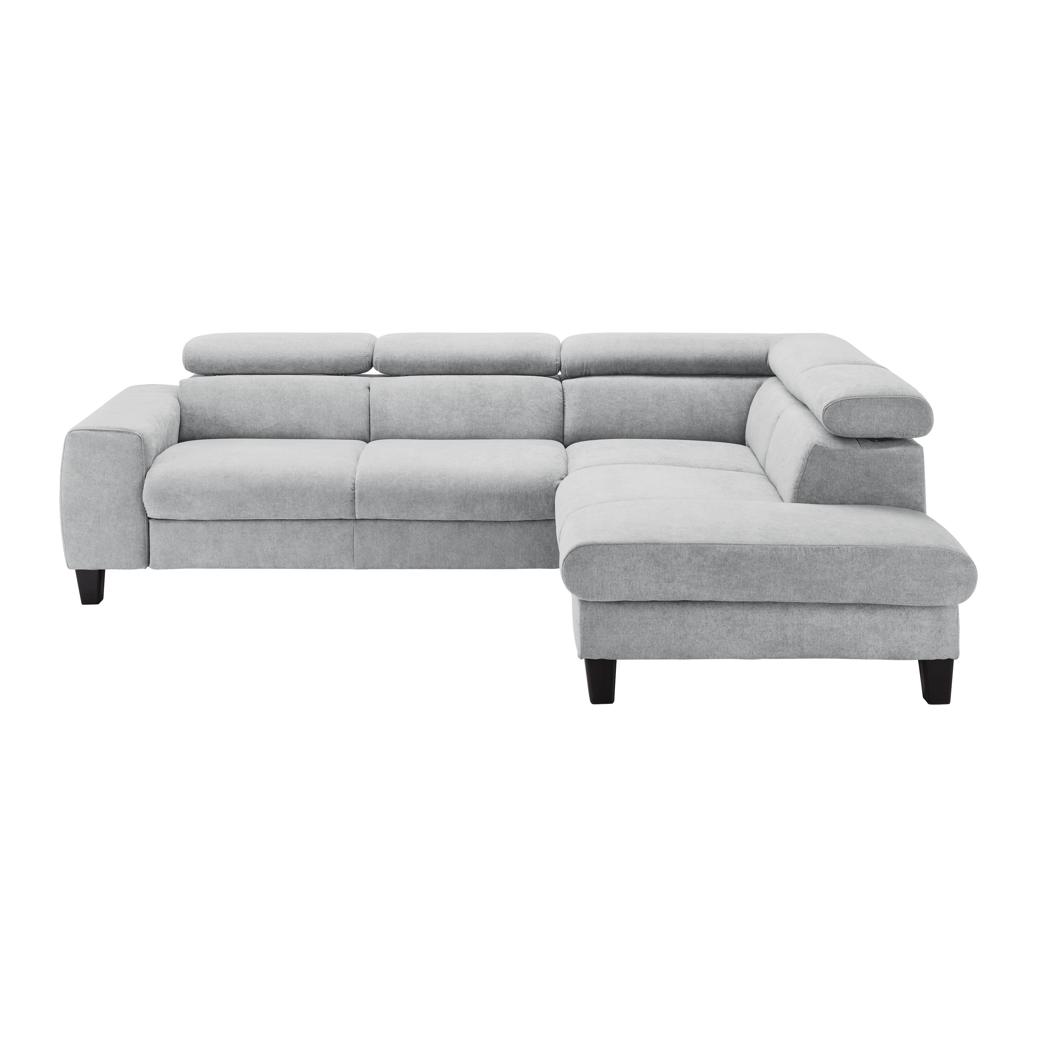 Canapé Malibu Hellgrau Webstoff - Hellgrau, Modern, Holz/Textil (249/88/207cm) - Bessagi Home