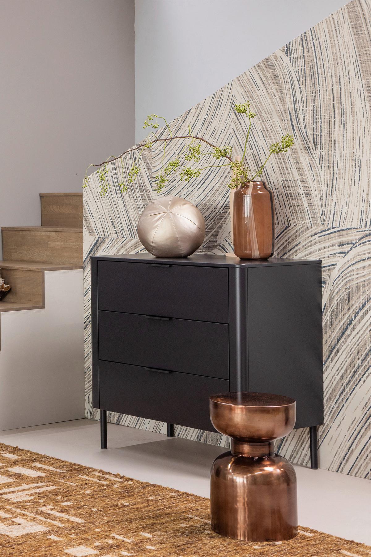 Kommode Gunnar Schwarz B: 94 cm - Schwarz, Design, Holz/Metall (94/93/52cm) - Livetastic