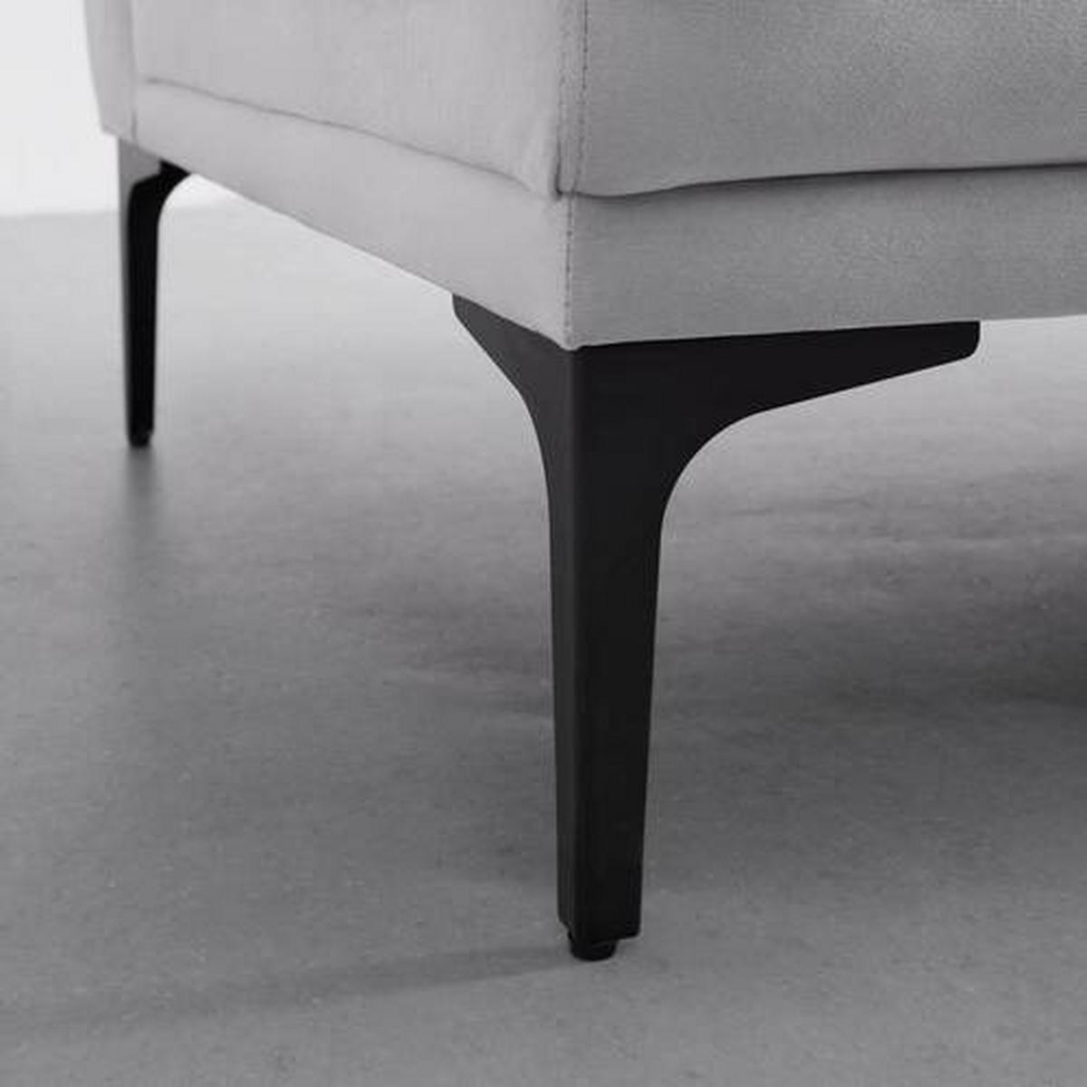 Sofa Tessa Grau Samt - Schwarz/Grau, MODERN, Textil/Metall (180,5/82,5/88,5cm) - Bessagi Home