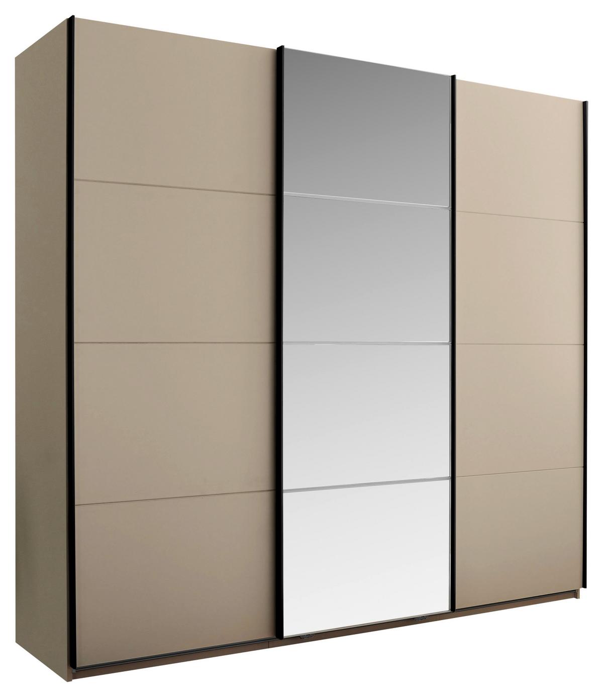 Ormar S Kliznim Vratima Carano - kašmir/crna, Konvencionalno, staklo/drvni materijal (215/204/63cm) - Modern Living