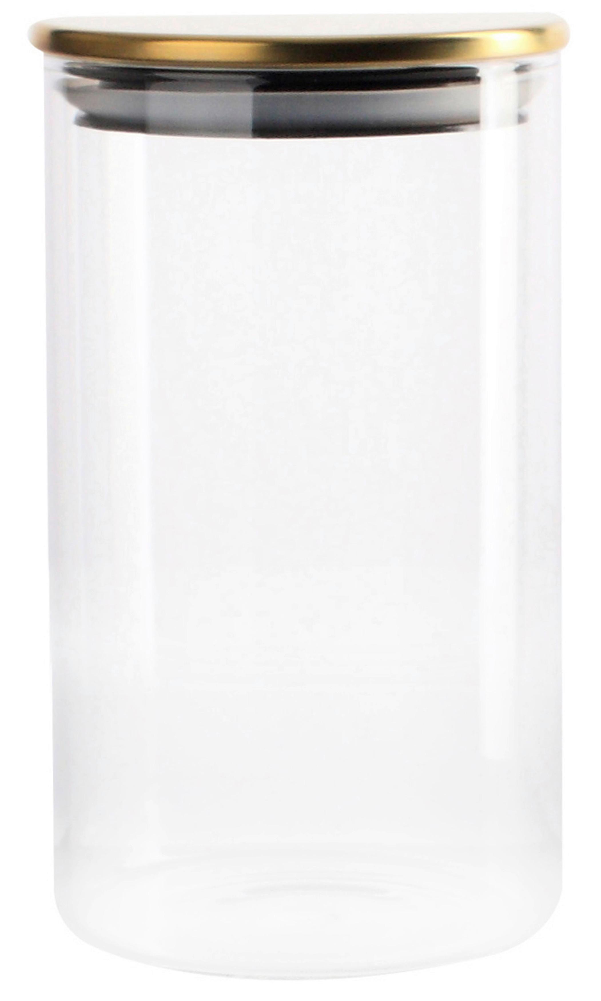 Vorratsdose Goldline aus Glas ca. 650ml - Transparent/Goldfarben, ROMANTIK / LANDHAUS, Glas/Kunststoff (8,8/15,5cm) - Mömax