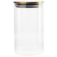 Vorratsdose Goldline aus Glas ca. 650ml - Transparent/Goldfarben, ROMANTIK / LANDHAUS, Glas/Kunststoff (8,8/15,5cm) - Mömax