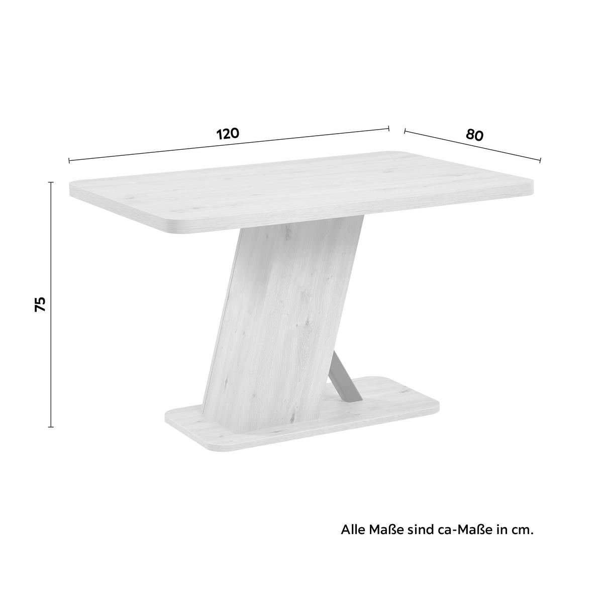 Esstisch Solar Eiche Artisan ca. 120x80x75cm - Eiche Artisan, Basics, Holzwerkstoff (120/80/75cm) - Based