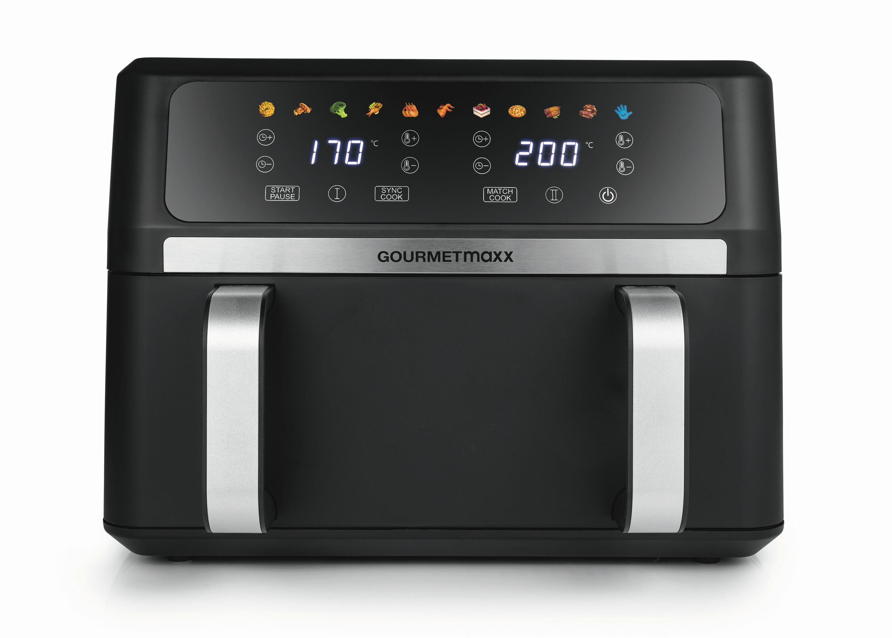 Heißluftfritteuse Gourmetmaxx Schwarz max. 2400 Watt - Edelstahlfarben/Schwarz, Basics, Kunststoff/Metall (40,5/35,4/29cm)