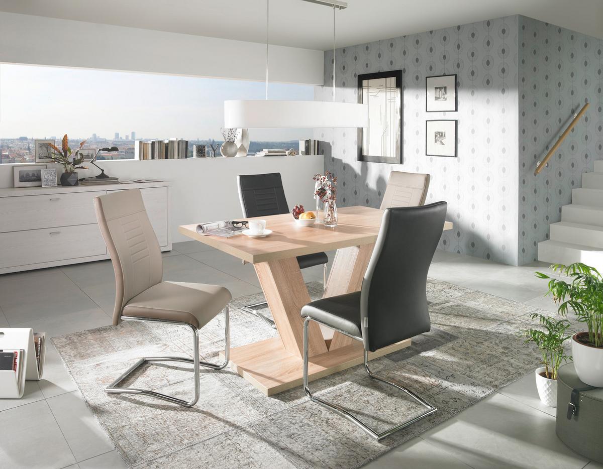 KRZESŁO NA PŁOZIE WERNER - antracytowy/szary, Design, metal/tkanina (43/98/60cm) - Carryhome