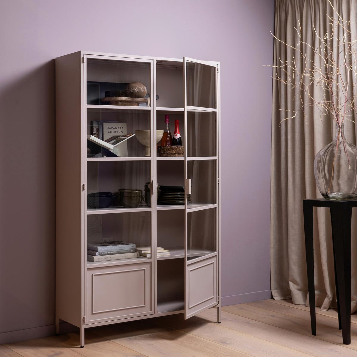 Vitrine Ronja Pink B: 110 cm - Pink, Design, Glas/Metall (110/189/43cm) - Livetastic
