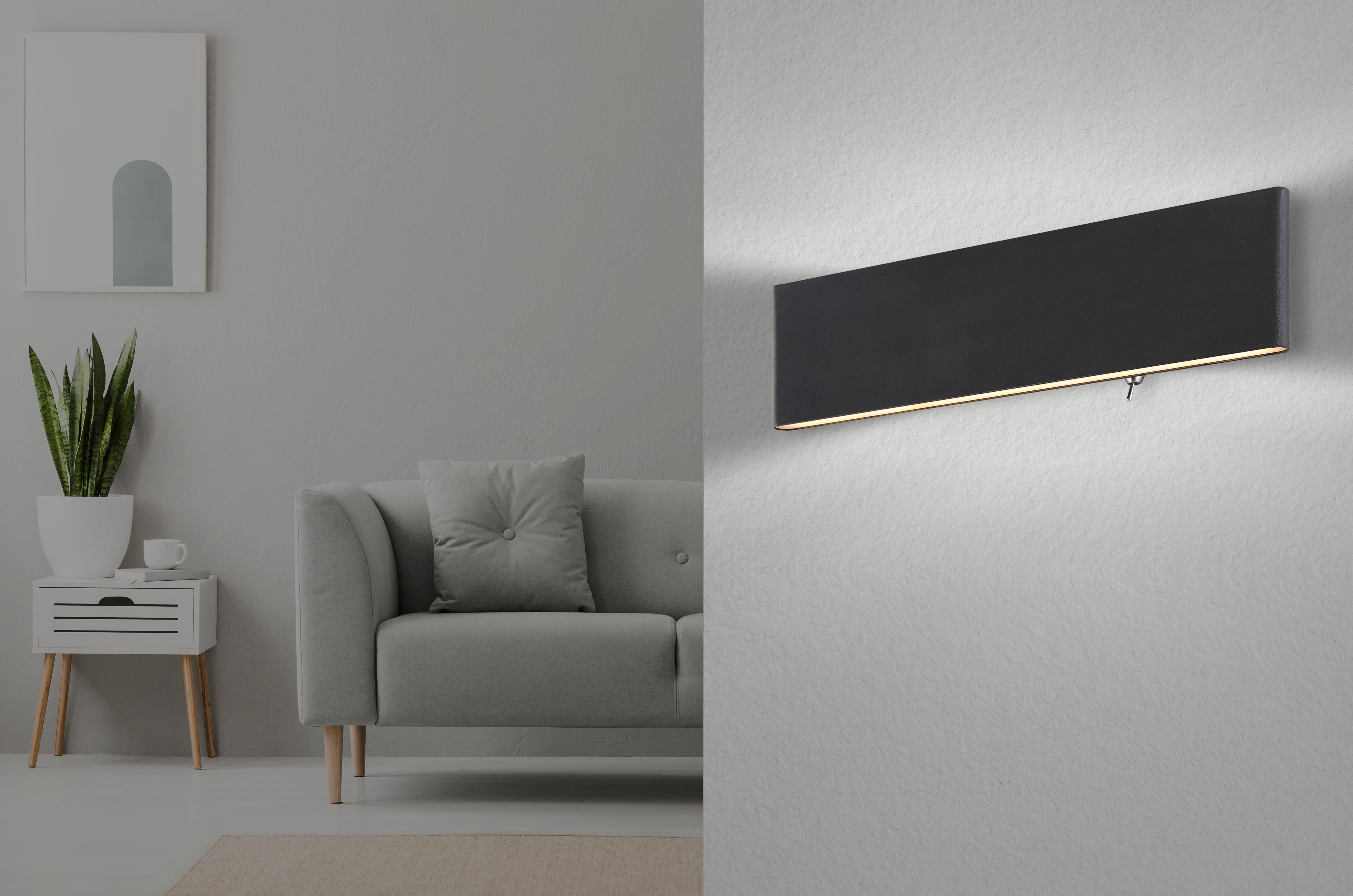 LED-Wandleuchte Siegfried max.  12 Watt - Opal/Schwarz, Basics, Kunststoff/Metall (29,5/4,5/8cm) - Globo
