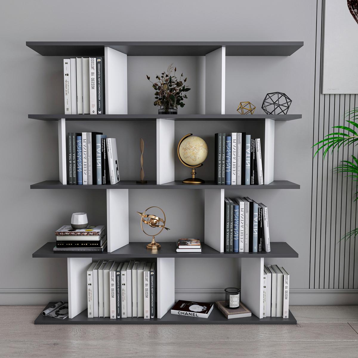 Standregal Jorin ca. 130x137 cm Anthrazit/Weiß - Anthrazit/Weiß, Design, Holzwerkstoff (130/137/25cm) - Livetastic