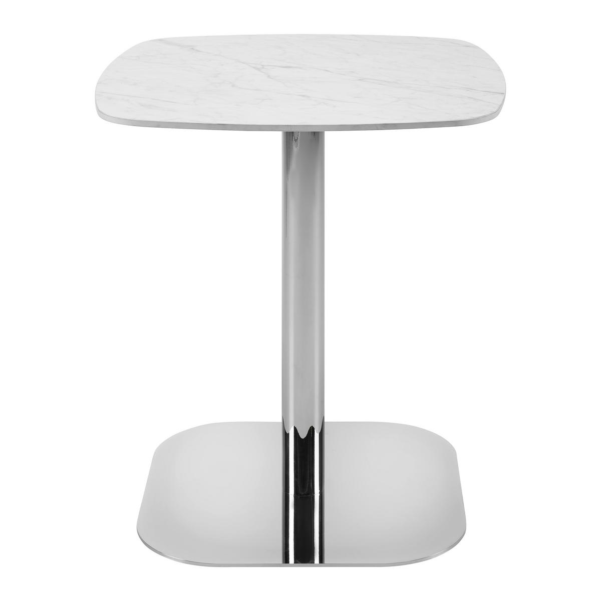 Bistrotisch Theo Weiß/Chromfarben - Chromfarben/Weiß, MODERN, Stein/Metall (70/70/75cm) - Premium Living