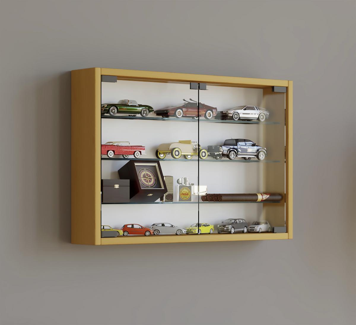 Hängevitrine Mandosa M ca. 60x40x10 cm Buchefarben - Transparent/Buchefarben, KONVENTIONELL, Glas/Holzwerkstoff (60/40/10cm) - MID.YOU