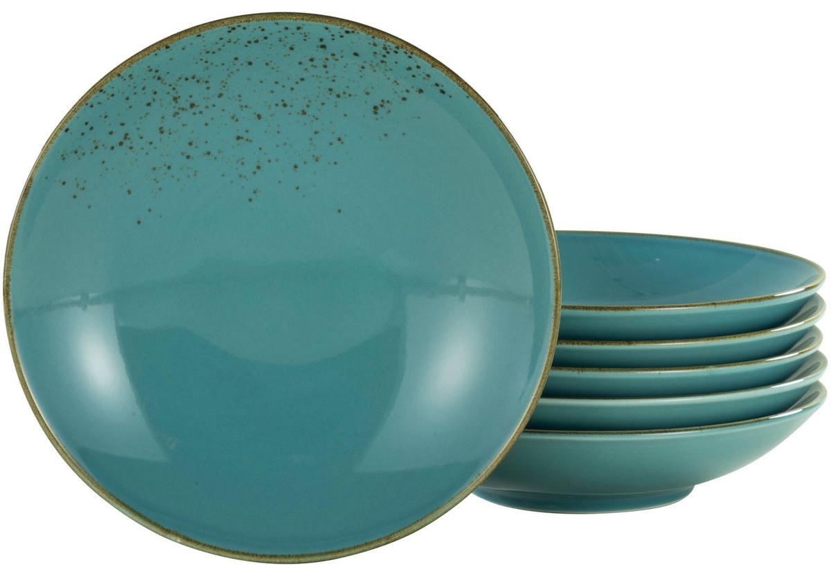 Set Globokih Krožnikov Water, 6-Delni - turkizna, Trend, keramika (22cm) - Creatable