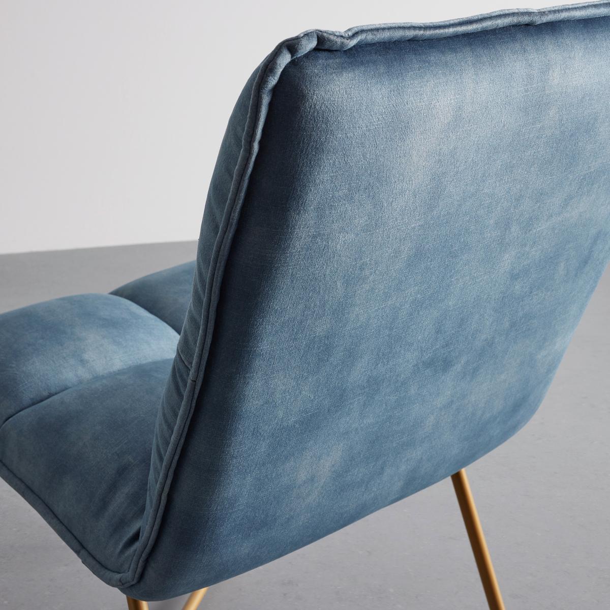 KRZESŁO FONIA - niebieski/kolor złoty, Modern, metal/drewno (49/85,5/57,5cm) - Bessagi Home