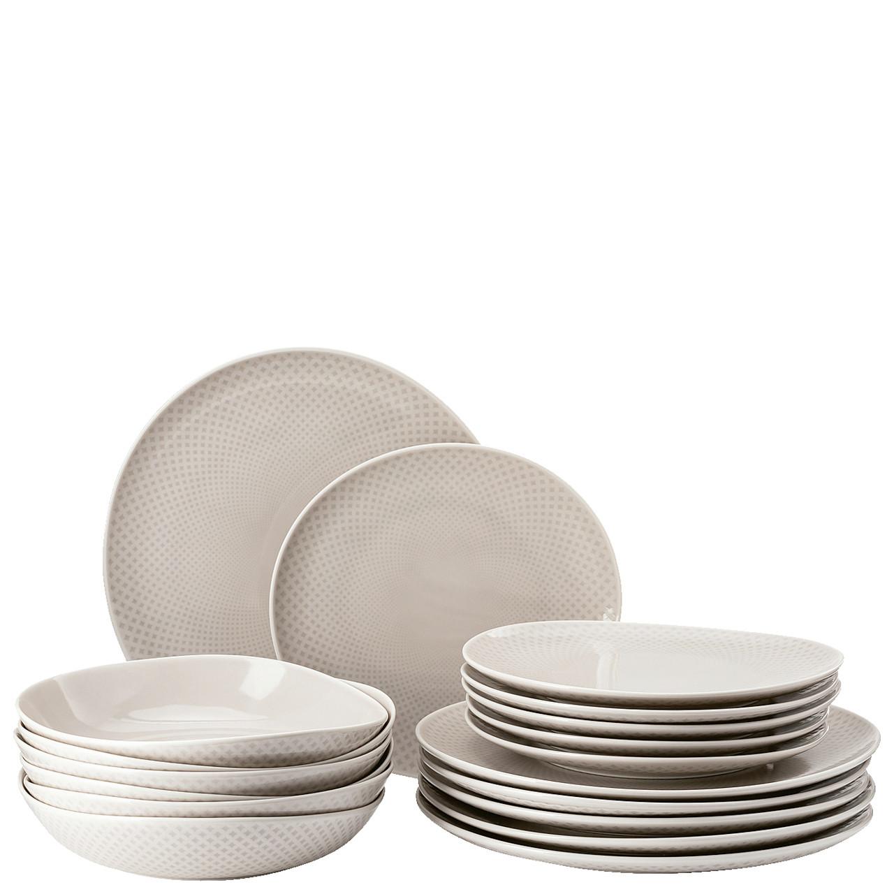 SERWIS OBIADOWO-ŚNIADANIOWY SOFT SHELL ROSENTHAL - greige, Basics, ceramika (32/31,7/28,1cm) - Rosenthal