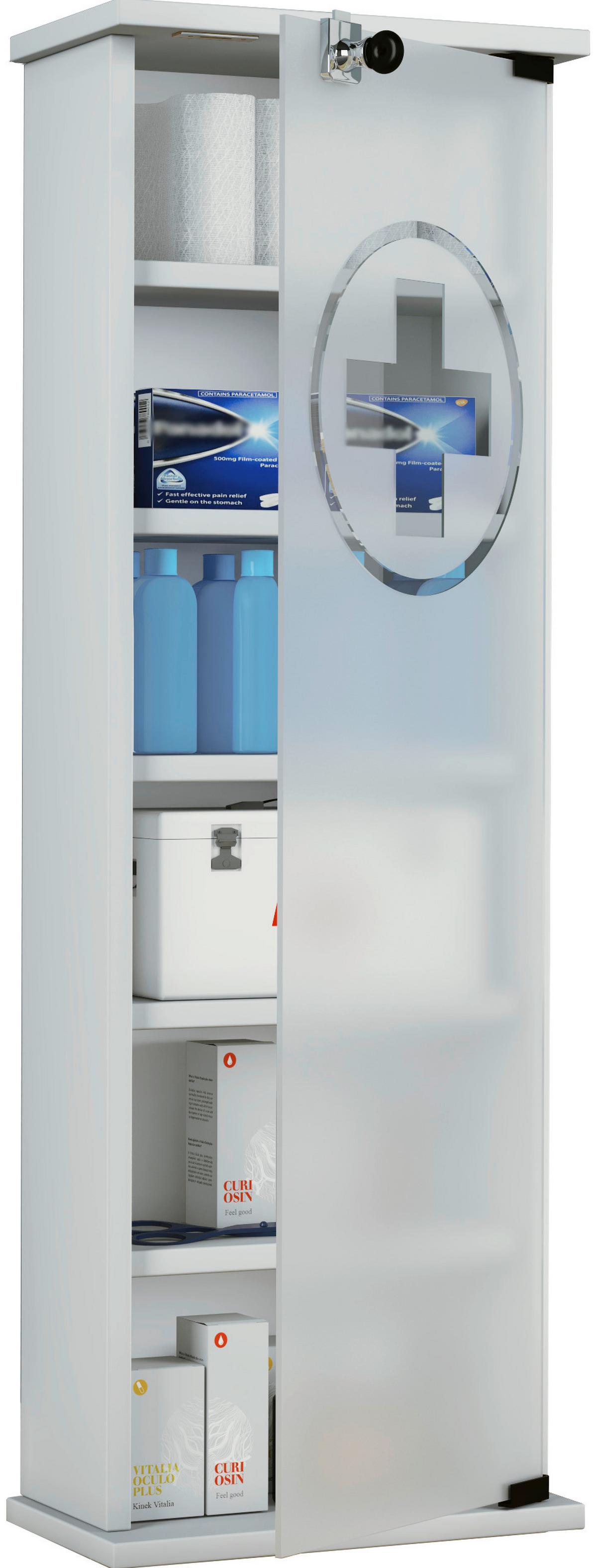 Medizinschrank Gusal XXL Weiß zum Stellen B/H ca. 31x92 cm - Weiß, Basics, Glas/Holzwerkstoff (31/92/18cm) - MID.YOU