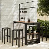 Gartenset Nelli Schwarz, 5-teilig - Anthrazit/Walnussfarben, MODERN, Kunststoff/Metall (80/157/209cm) - Mömax