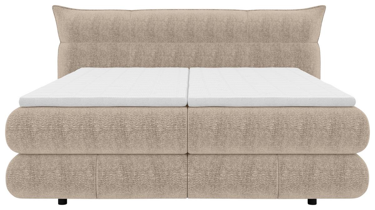Boxspringbett Auris Ecru ca. 180x200cm - Ecru/Schwarz, KONVENTIONELL, Kunststoff/Textil (180/200cm) - Sembella