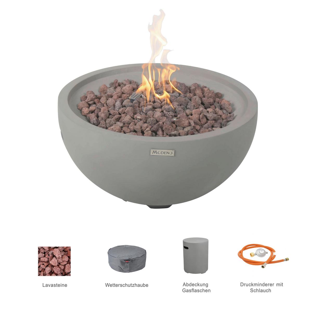 Feuerstelle Nantucket Hellgrau - Hellgrau, KONVENTIONELL, Stein/Metall (67/67/35cm) - Gardenson