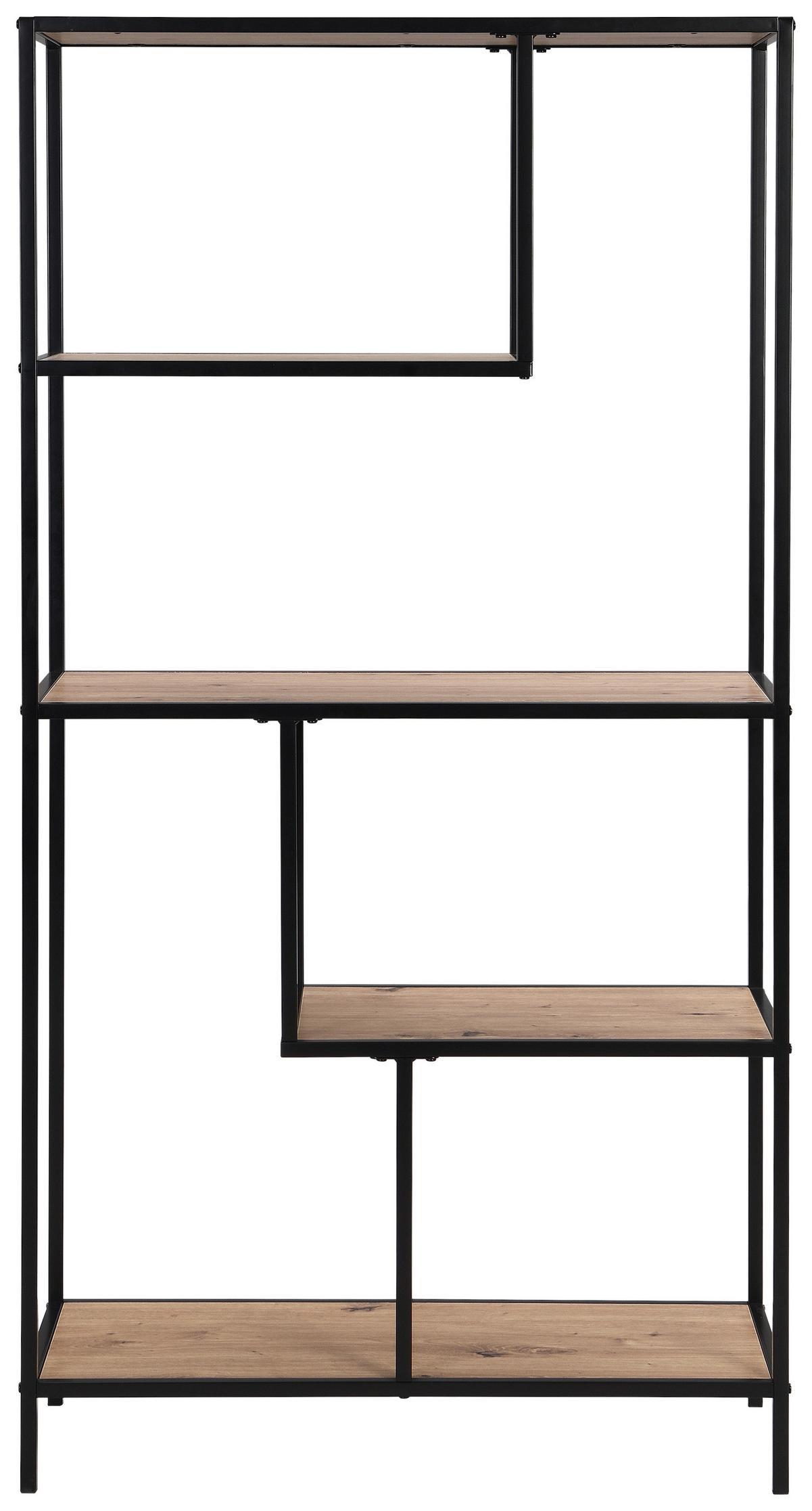 Separator de cameră LILLI - culoare lemn stejar/negru, Modern, metal/material pe bază de lemn (77/150/33cm) - Modern Living
