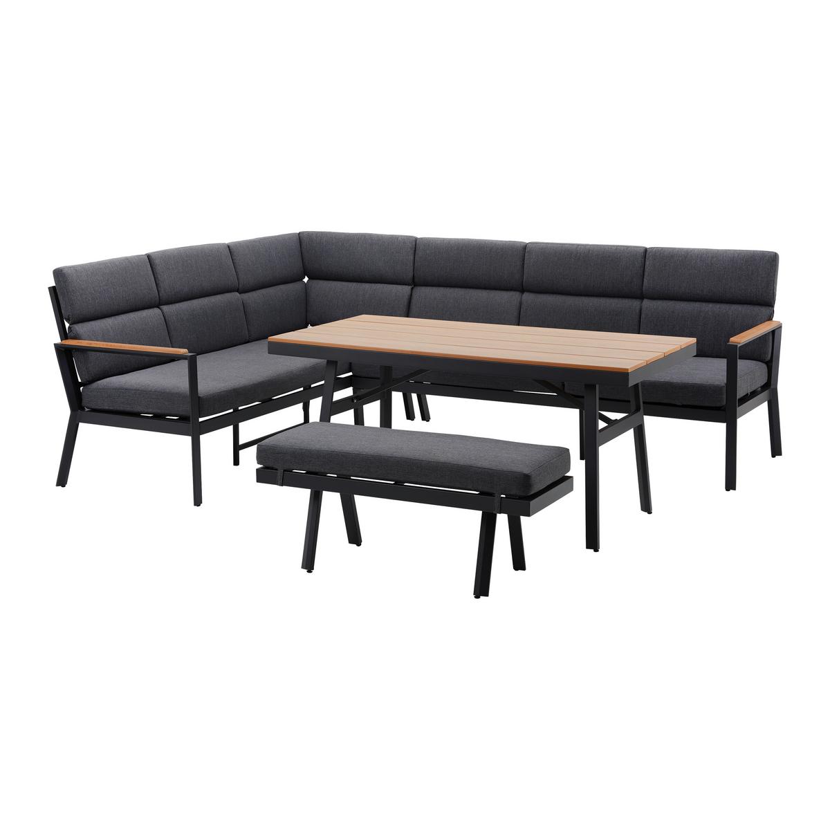 Vrtna Garnitura Eleonora - tamno siva/prirodne boje, Moderno, metal/tekstil (263/84/77cm) - Bessagi Garden