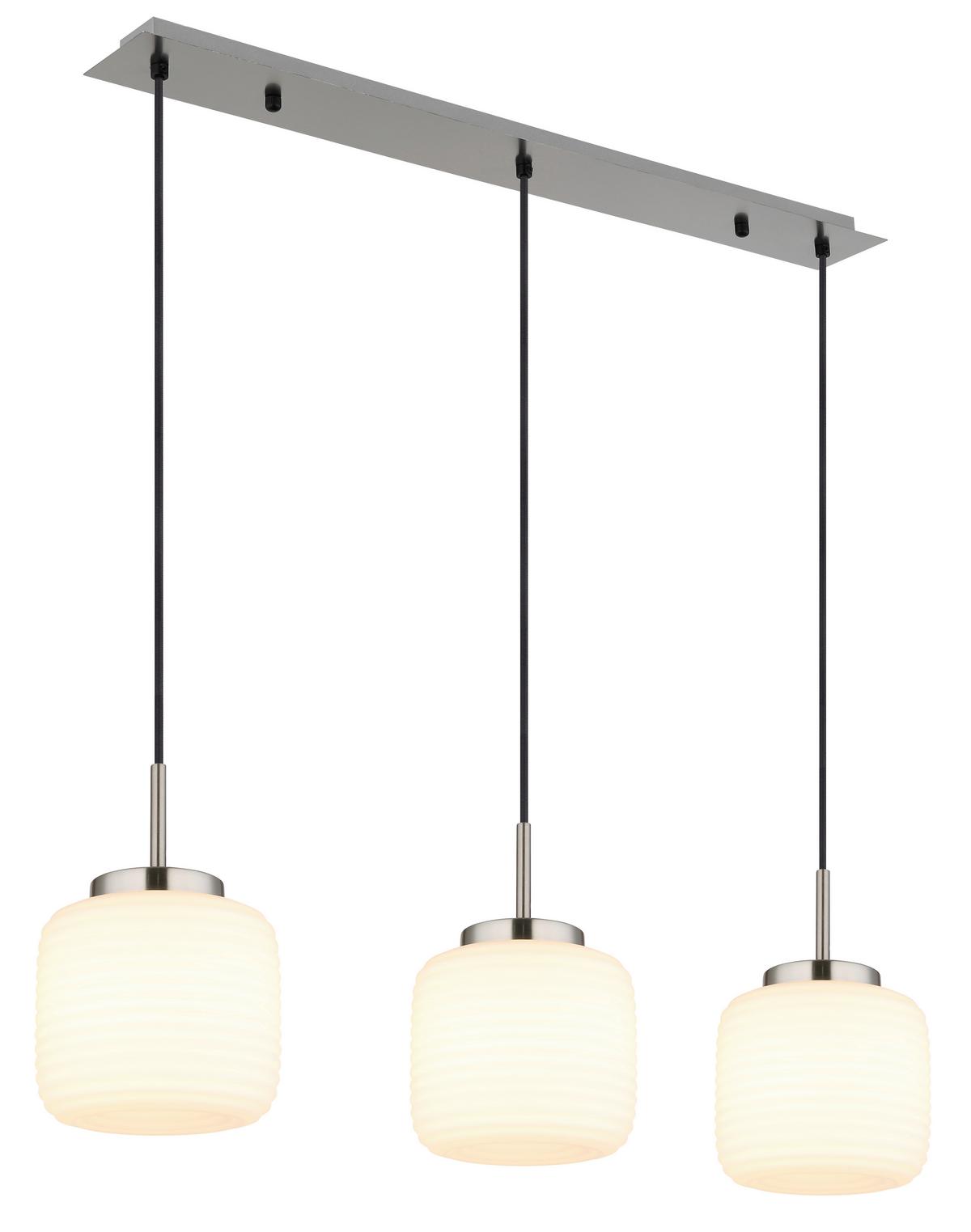 HÄNGELEUCHTE 15772-3H KLADORA - Weiss/Schwarz, Konventionell, Glas/Textil (24/130cm) - Globo