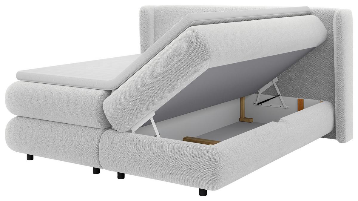 Boxspring Krevet Elodie - bijela/crna, Konvencionalno, tekstil/plastika (160/200cm) - Premium Living