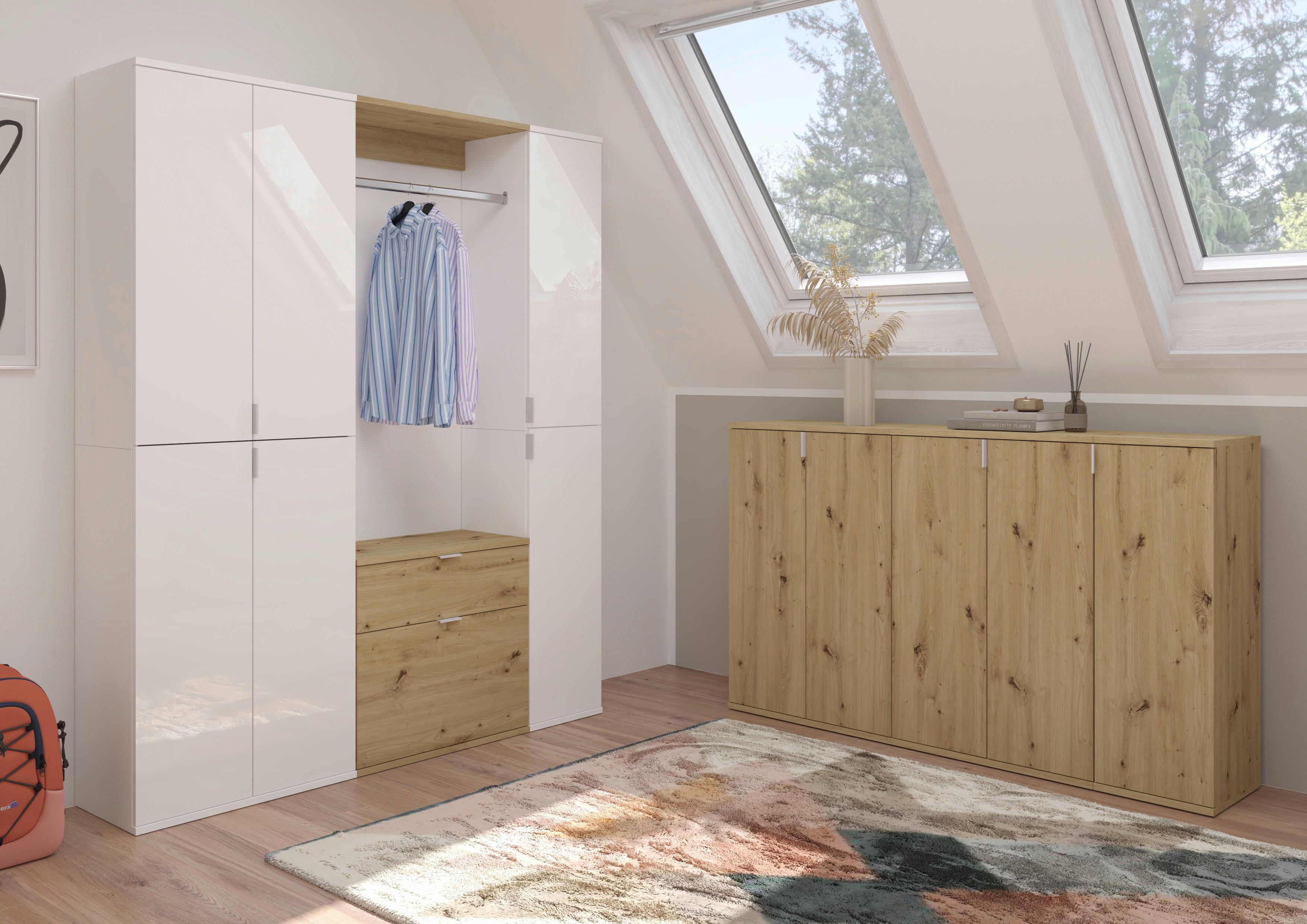 Garderobe Projekt X ca. 152x193 cm Eiche/Weiß - Weiß, KONVENTIONELL, Holzwerkstoff (152/193/34cm) - MID.YOU