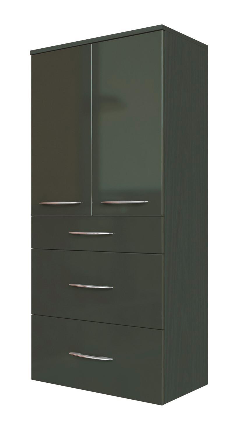 Midischrank Florida in Graphitfarben - Chromfarben/Graphitfarben, MODERN, Holzwerkstoff/Metall (60/130/30cm)