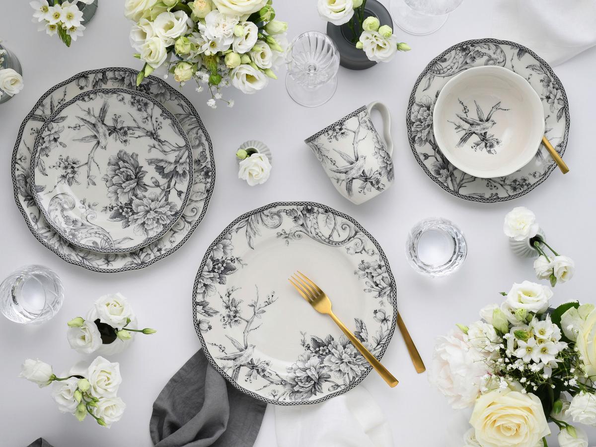 Serviciu de masă Adelaide 16/1 - alb/gri, Basics, ceramică - Creatable