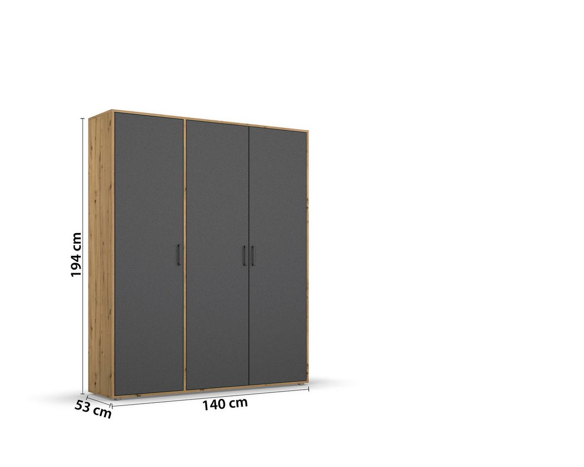 DULAP  USI ROTATIVE VOYAGER - stejar Artisan/gri, Modern, material pe bază de lemn (140/194/53cm) - Modern Living