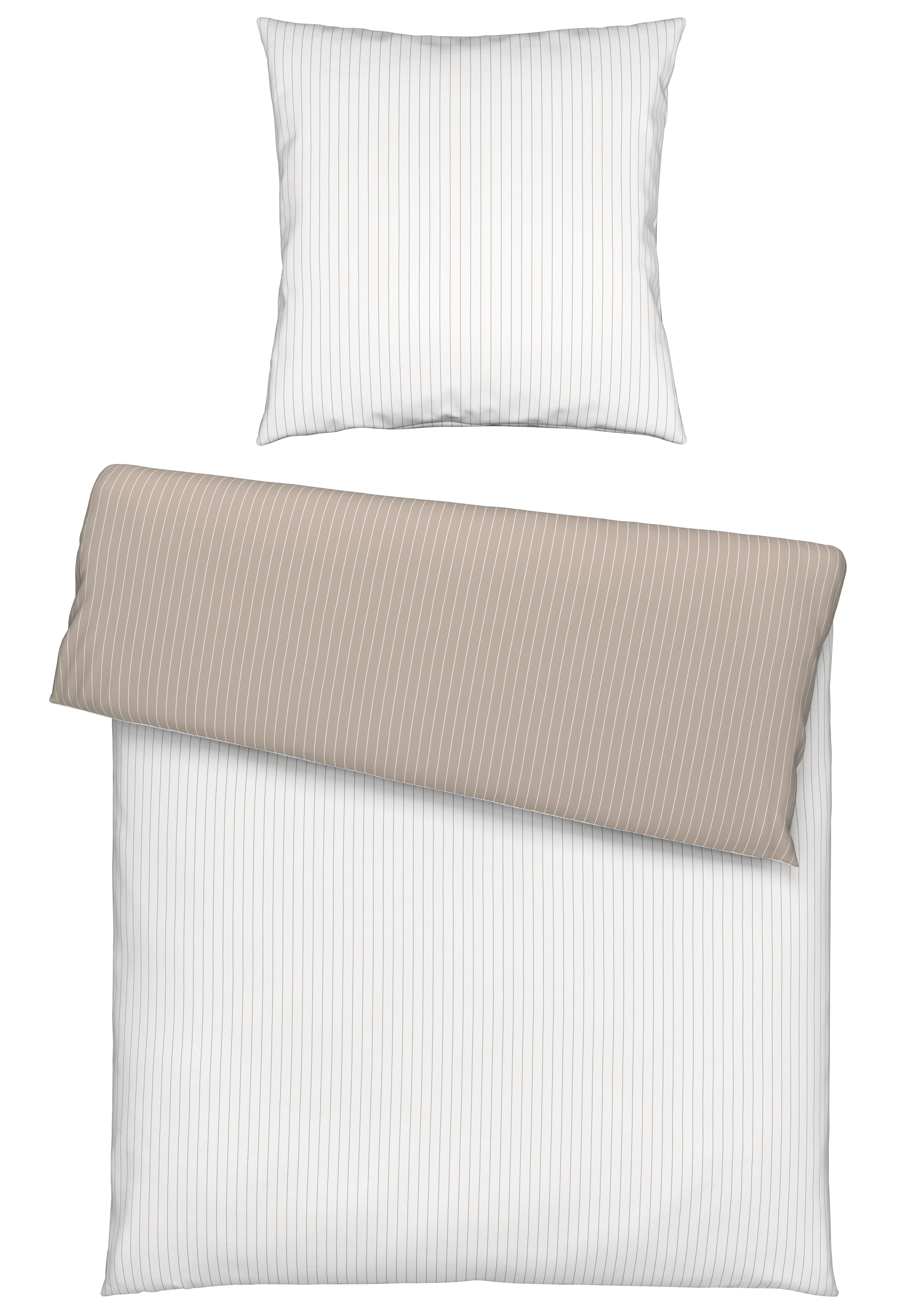 Bettwäsche Twill Streif Weiß/Beige ca. 135x200cm - Beige/Weiß, MODERN, Textil (135/200cm) - Mömax