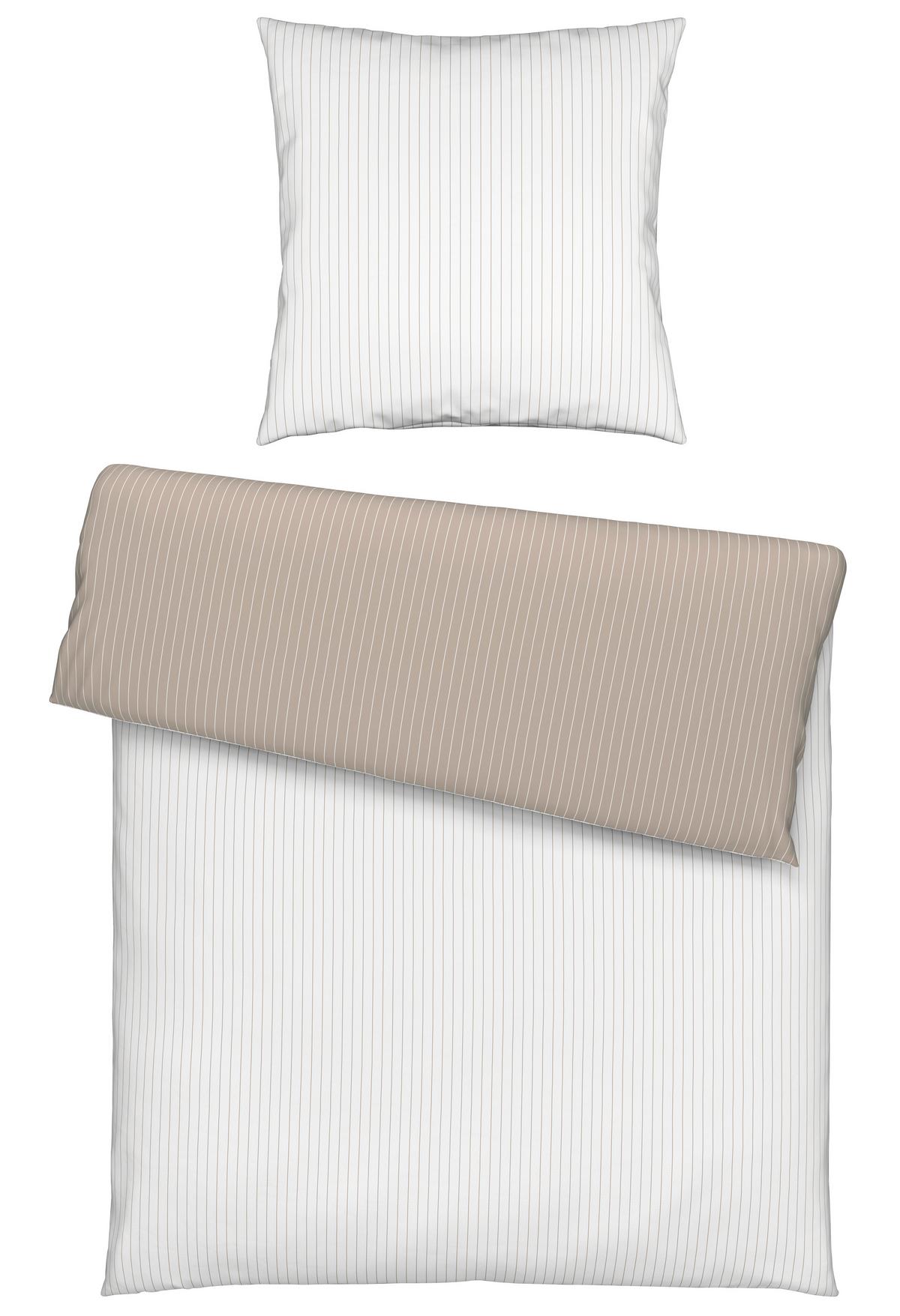 Bettwäsche Twill Streif Weiß/Beige ca. 135x200cm - Beige/Weiß, MODERN, Textil (135/200cm) - Mömax