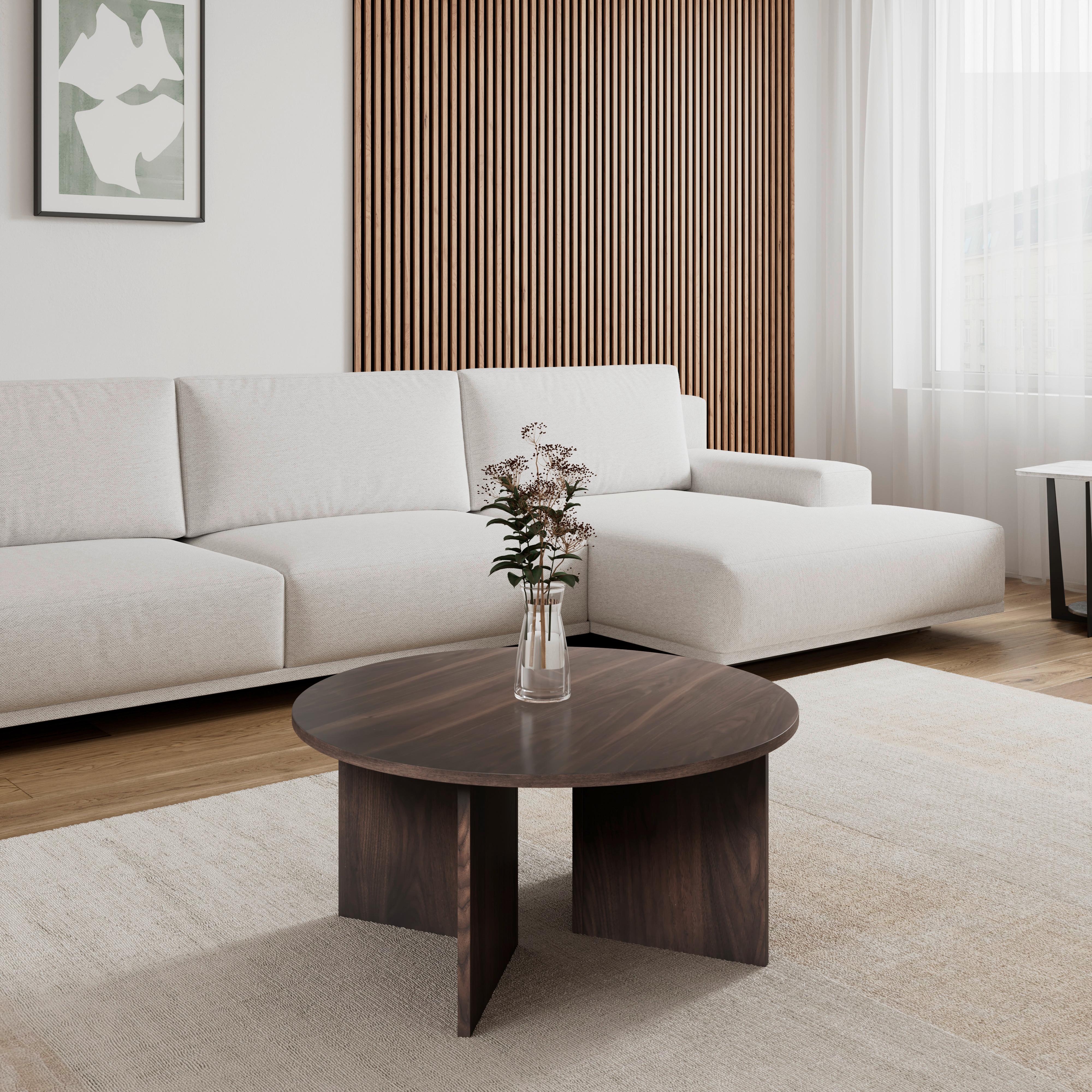 Couchtisch Celina Walnussfarben MDF rund - Walnussfarben, MODERN, Holz/Holzwerkstoff (80/39/80cm) - Bessagi Home