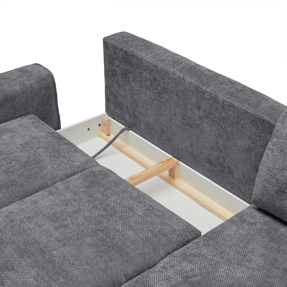 Ecksofa Custom Anthrazit - Anthrazit/Schwarz, MODERN, Textil/Metall (255/85/164cm) - Mömax