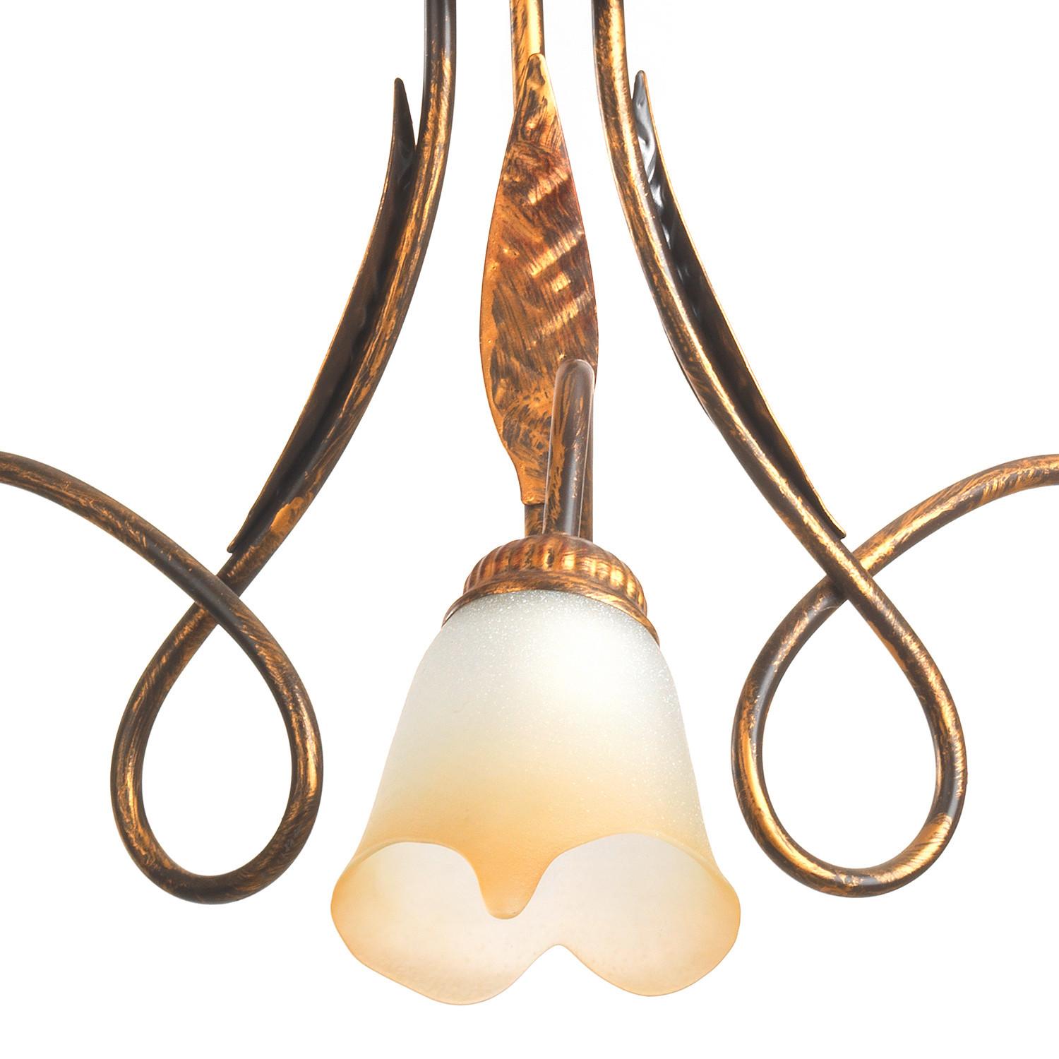 Kronleuchter Doppio Giro Bronzefarben max. 6 Watt - KONVENTIONELL, Glas/Metall (65/82cm)