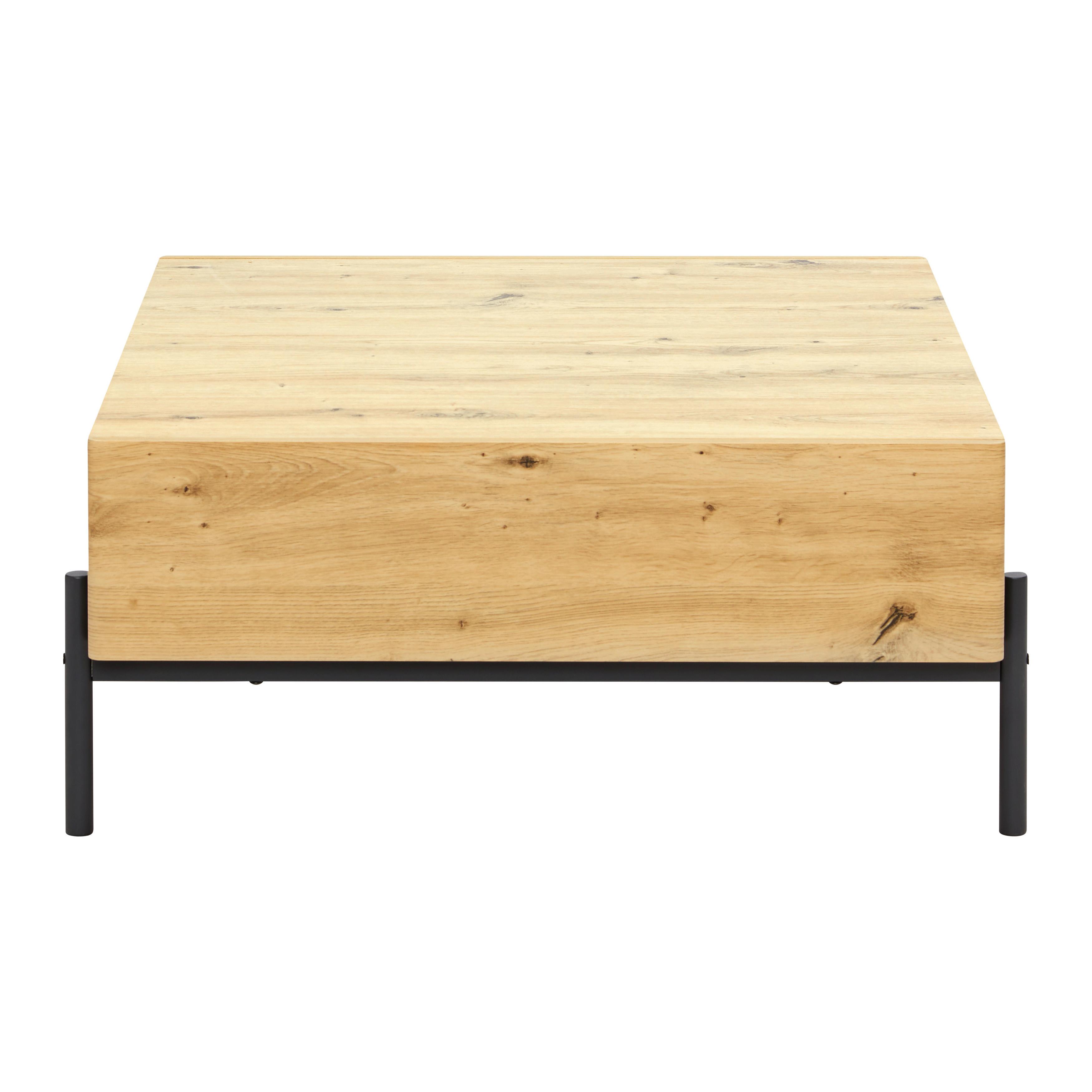 Couchtisch "Jasmina", ca. 85x80 cm, eichefarben/schwarz - Eichefarben/Schwarz, MODERN, Holz/Metall (85/37/80cm) - Bessagi Home