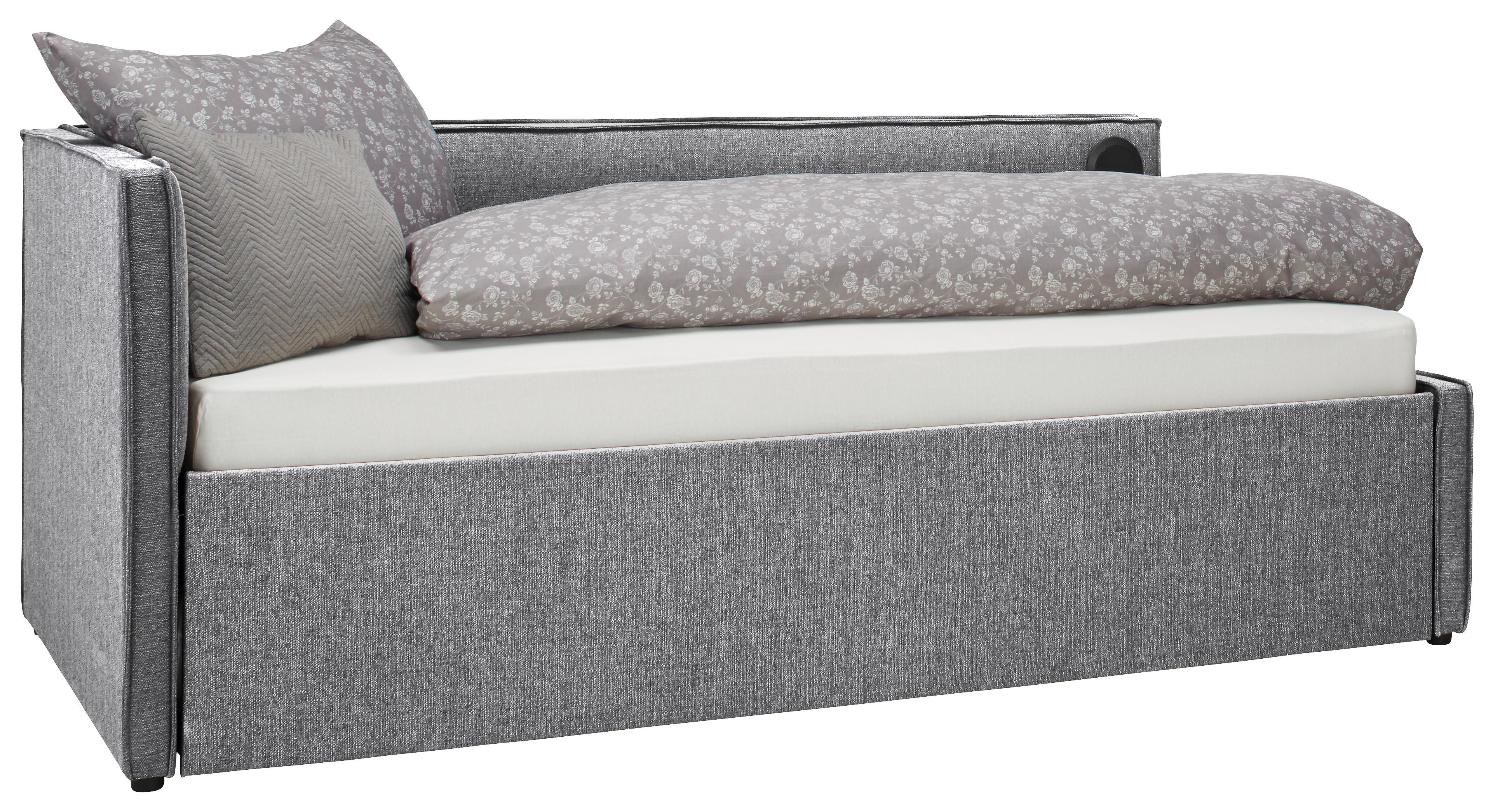 Ausziehbett in Hellgrau ca. 90x200cm - Hellgrau, KONVENTIONELL, Holzwerkstoff/Textil (90/200cm) - Premium Living