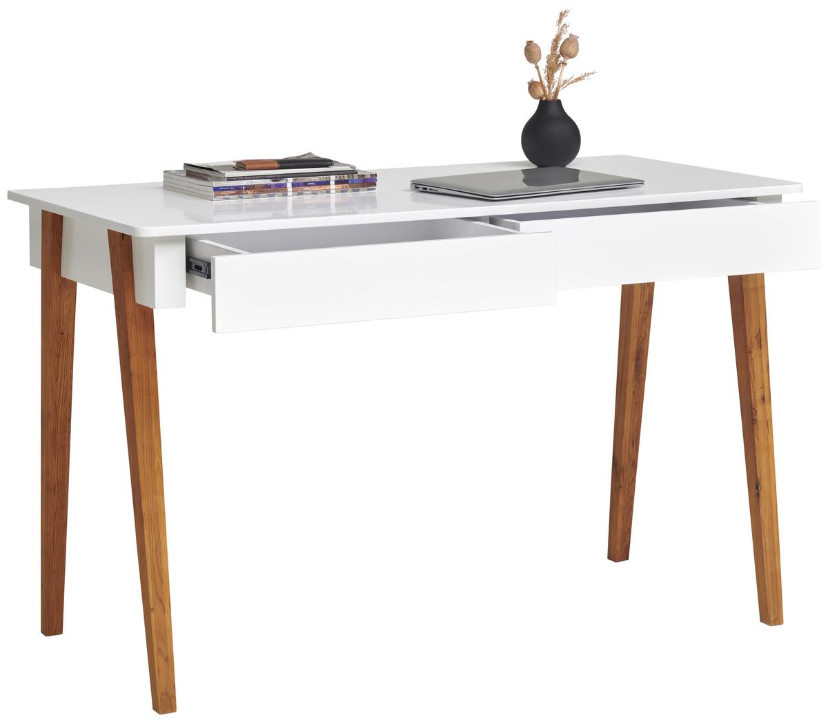 BIURKO 2DRAWER - kolor dębowy/biały, Modern, materiał drewnopochodny/drewno (120/60/76cm) - MID.YOU