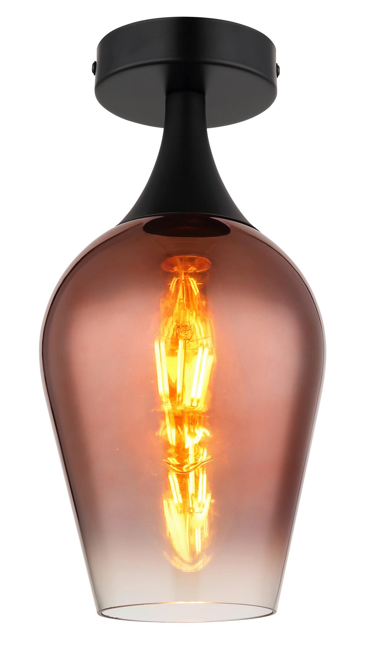 DECKENLEUCHTE 15552D1 - Klar/Schwarz, Trend, Glas/Metall (15/30cm) - Globo