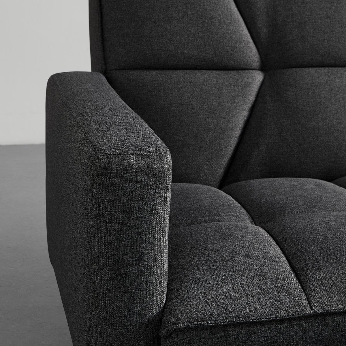 Schlafsofa in dunkel- grau inkl. 2 Kissen "David" - Chromfarben/Dunkelgrau, Modern, Holz/Textil (196/83/89cm) - Bessagi Home