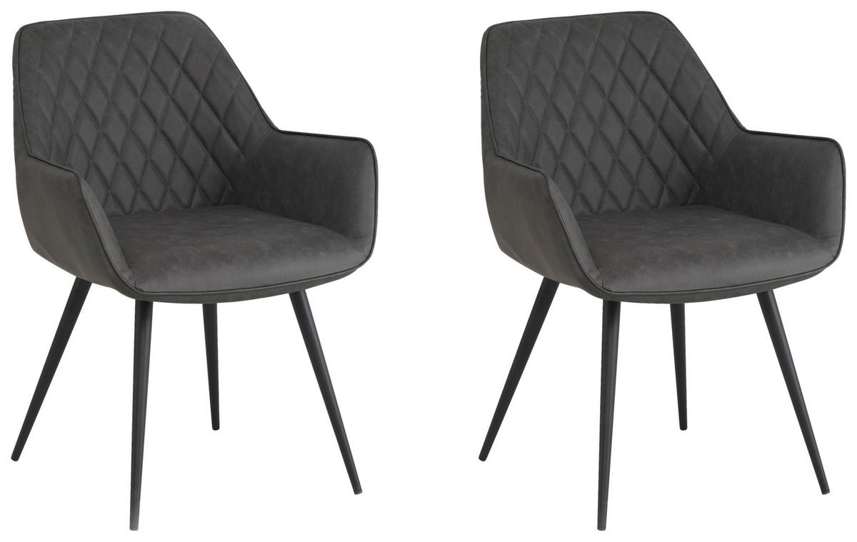 STUHL-SET COSE - Anthrazit/Schwarz, KONVENTIONELL, Textil/Metall (62/83/60cm) - MID.YOU