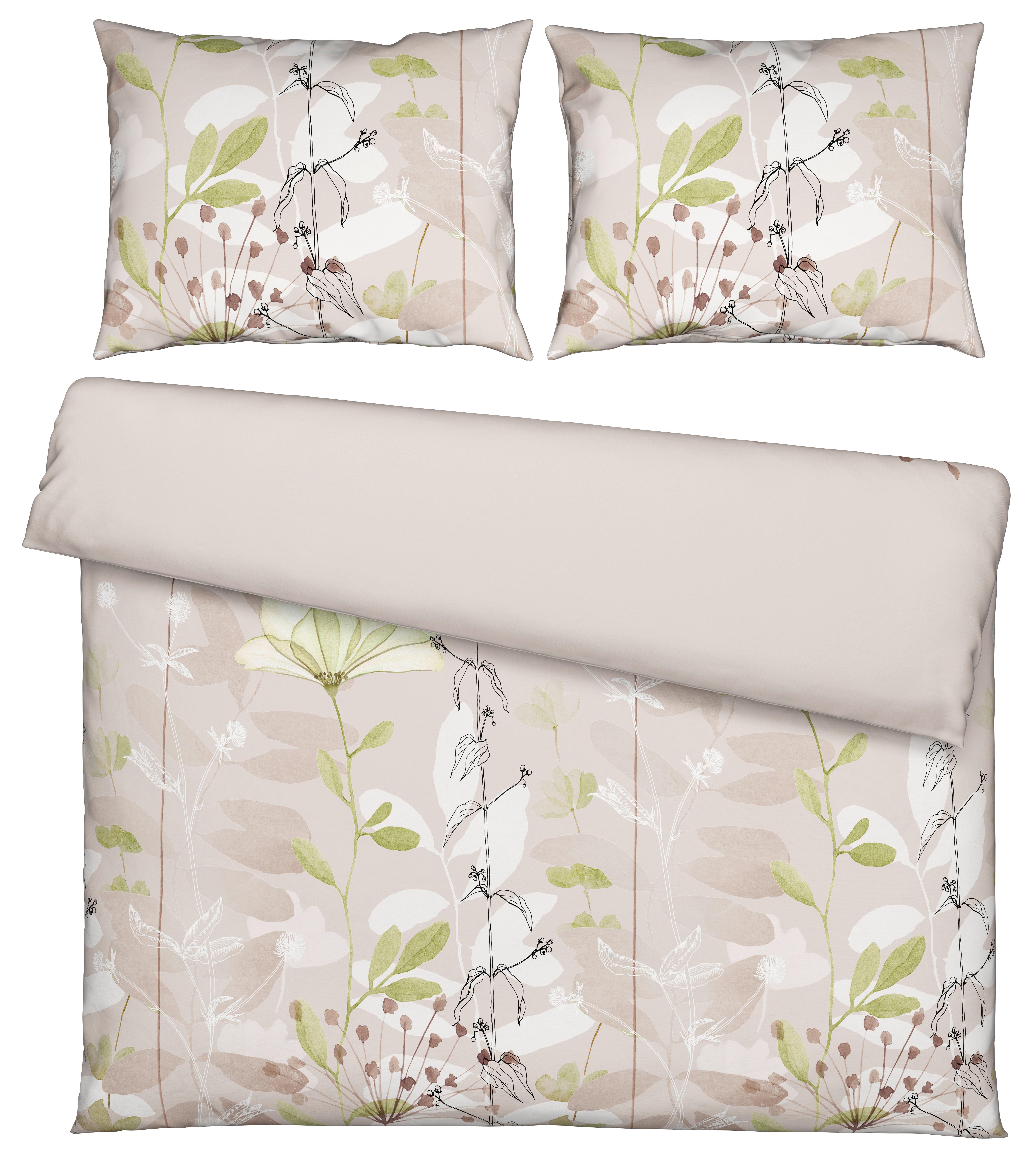 Bettwäsche Loala XXL Grün/Beige ca. 200x220cm - Beige/Grün, ROMANTIK / LANDHAUS, Textil (200/220cm) - Mömax