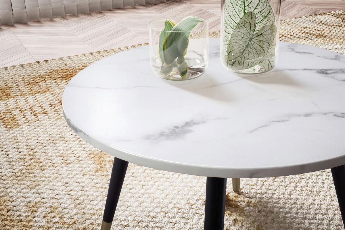 Klubska Miza Marble, Videz Marmorja - zlate barve/črna, Design, kovina/leseni material (60/41cm) - MID.YOU