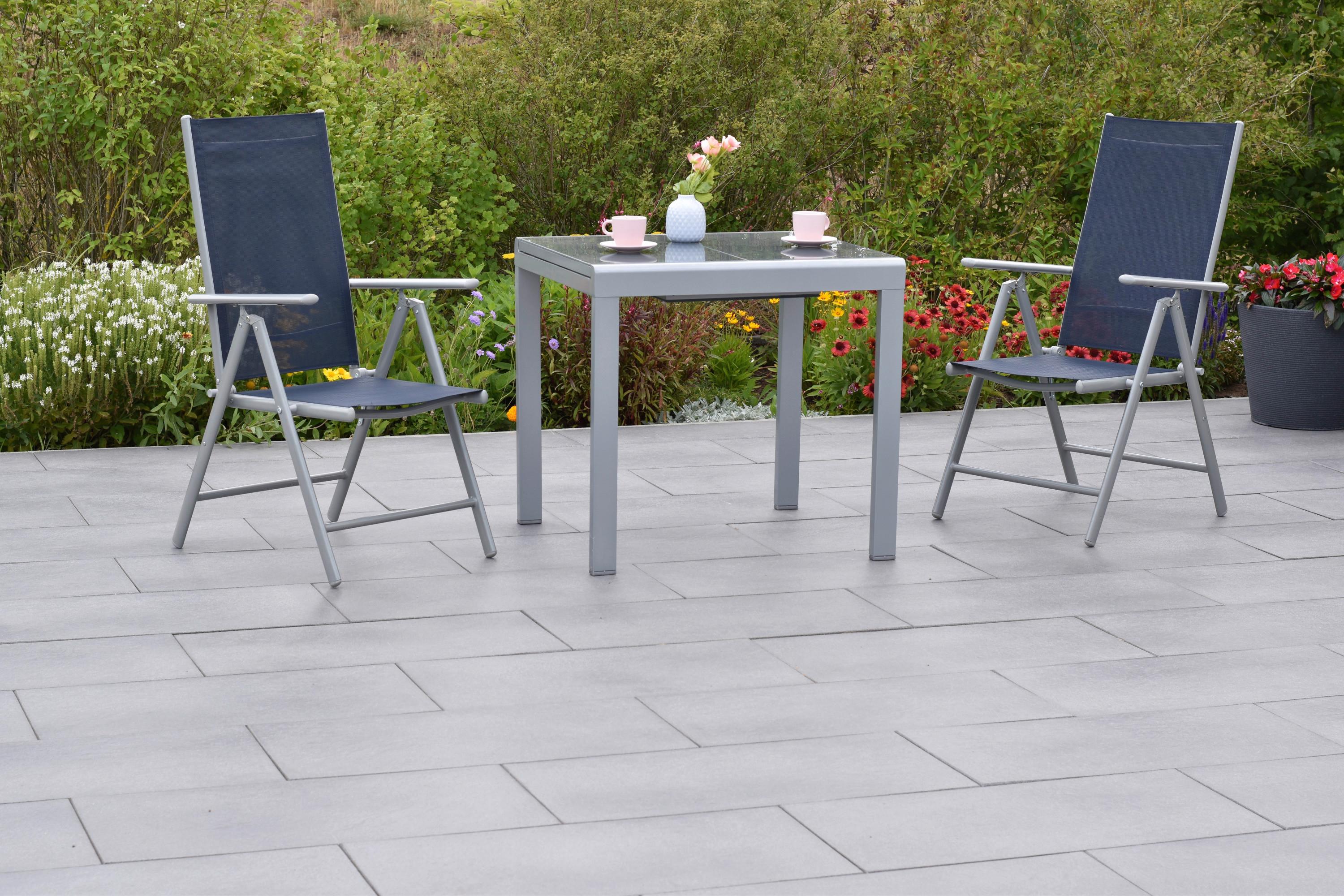 GARTENSET AMALFI - Blau/Silberfarben, MODERN, Textil/Metall - Gardenson