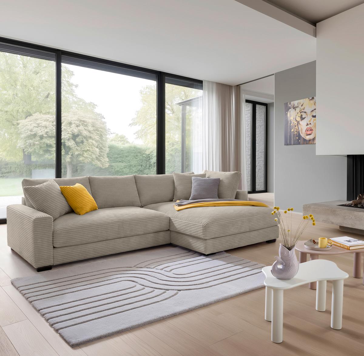 Ecksofa Pedro Taupe - Taupe/Schwarz, MODERN, Kunststoff/Textil (300/190cm) - Mömax