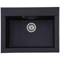 Einbauspüle Ohio ca. 66x21x50 cm Schwarz - Schwarz, Trend, Glas/Kunststoff (66/21/50cm) - Respekta